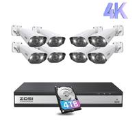 C182 4K 16 Channel Security System(32-Camera Capable) + 4TB Hard Drive, 8 / Silver(Support up to 8TB)