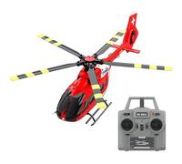 C190 1/30 RC Helicopter for Adults, H145 6CH Flybarless Remote Control Aircraft with Single Blade, Altitude Hold & Optical Flow,Red & White,1 Battery