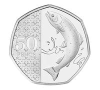 C1BLY's 2024 King Charles III 50p Commemorative Coin, Atlantic Salmon Design, Royal Mint, Uncirculated