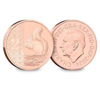C1BLY's 2024 King Charles III Commemorative Two Pence Coin, Red Squirrel Design, Royal Mint, Brilliant Uncirculated