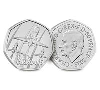 C1BLY's 2025 King Charles III Commemorative 50p Coin, Red Arrows Collection, Royal Mint Brilliant Uncirculated