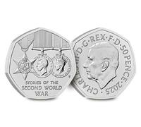 C1BLY's Royal Mint King Charles III Commemorative Royal Mint 50p Coin, Second World War Stories, Uncirculated, 2025
