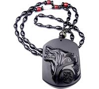 c1lint7785631 Natural Obsidian Necklace Lucky Amulet Protection Pendant with Dragon Phoenix Wolf Head Buddha Guanyin Kwan Yin A Certified Obsidian Women's Necklaces Men's Necklaces, NO, Obsidian, No