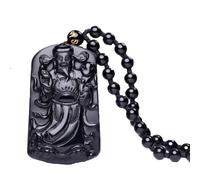 c1lint7785631 Natural Obsidian Necklace Lucky Amulet Protection Pendant with Dragon Phoenix Wolf Head Buddha Guanyin Kwan Yin A Certified Obsidian Women's Necklaces Men's Necklaces, NO, Obsidian, No
