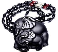 c1lint7785631 Natural Obsidian Necklace Lucky Amulet Protection Pendant with Dragon Phoenix Wolf Head Buddha Guanyin Kwan Yin A Certified Obsidian Women's Necklaces Men's Necklaces, NO, Obsidian, No