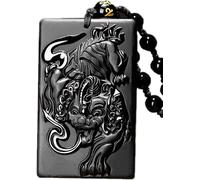 c1lint7785631 Natural Obsidian Necklace Lucky Amulet Protection Pendant with Dragon Phoenix Wolf Head Buddha Guanyin Kwan Yin A Certified Obsidian Women's Necklaces Men's Necklaces, NO, Obsidian, No