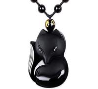 c1lint7785631 Natural Obsidian Necklace Lucky Amulet Protection Pendant with Dragon Phoenix Wolf Head Buddha Guanyin Kwan Yin A Certified Obsidian Women's Necklaces Men's Necklaces, NO, Obsidian, No