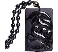 c1lint7785631 Natural Obsidian Necklace Lucky Amulet Protection Pendant with Dragon Phoenix Wolf Head Buddha Guanyin Kwan Yin A Certified Obsidian Women's Necklaces Men's Necklaces, NO, Obsidian, No