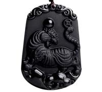 c1lint7785631 Women's Necklaces Men's Necklaces Natural Zodiac Tiger Jade Necklace Pendant Made of Obsidian Gemstone Horoscope Animal Sign Amule (Tiger,Enthusiastic A)