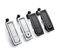 C2-35 Hardware Compression Latch Lock Zinc Alloy Flush Lever Latch Adjustable 1Pcs(Black with Lock)