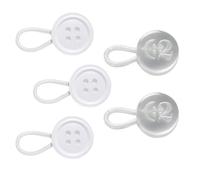C2 5Pcs Mixed Sizes Shirt Button Extenders White - Adds up to 3 sizes (1.3cm to 2.5cm) 10mm Diameter Buttons (16L) - Elastic Cufflink and Collar Button Extensions (Small, Medium, Large)