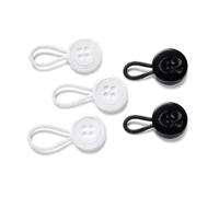 C2 5Pcs Mixed Sizes Shirt Button Extenders White & Black - Adds up to 3 sizes (1.3cm to 2.5cm) 10mm Diameter Buttons (16L) - Elastic Cufflink and Collar Button Extensions (Small, Medium, Large)