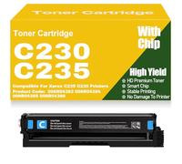 C230 C235 006R04383 006R04384 006R04385 006R04386 Toner Cartridges with Chip High Yield Toner Work for Xerox C235 C230 Printers 1500 pages,C230-Cyan