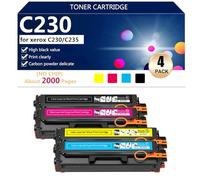 C230/C235 Toner Cartridges Replacement High Capacity 2000 Pages for Xerox C230 C235 Printer 006R04391 006R04392 006R04393 006R04394 (With Chip/No Chip),1 set-No Chip