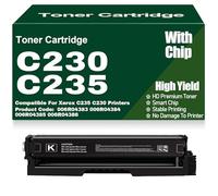 C230 Toner Cartridges for Xerox, 006R04383 006R04384 006R04385 006R04386 Compatible for Xerox C235 C230 Printers with Chip High Yield Work,Black-C230