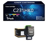 C231HK0 C231HC0 C231HM0 C231HY0 Toner Cartridge High Yield Replacement Compatible for Lexmark Color Laser MFP C2425 C2535 MC2325 MC2425 MC2535 MC2640 Printer,BK-1 pcs