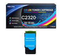 C2320 Toner Cartridge with Chip Compatible for Lexmark C2320K0 C2320C0 C2320M0 C2320Y0 High Yield Work with C2325 C2425 C2535 C2640 MC2325 MC2425 MC2535 MC2640 Printers