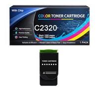 C2320 Toner Cartridge with Chip Compatible for Lexmark C2320K0 C2320C0 C2320M0 C2320Y0 High Yield Work with C2325 C2425 C2535 C2640 MC2325 MC2425 MC2535 MC2640 Printers