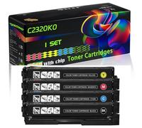 C2320K0 C2320C0 C2320M0 C2320Y0 Compatible for Lexmark Toner Cartridges with Chip C2325dw C2425dw C2535dw MC2425adw MC2535adwe Printer (4-Pack BK/C/M/Y)
