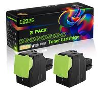 C2325 Compatible for Lexmark Toner Cartridge with Chip C2325 C2425 C2535 MC2325 MC2425 MC2535 Printers (2 Pack Black)