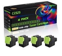 C2325 Compatible for Lexmark Toner Cartridge with Chip C2325 C2425 C2535 MC2325 MC2425 MC2535 Printers (4 Pack Black)