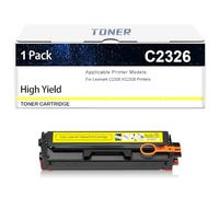 C2326 Toner Cartridge, Compatible Replacement For Lexmark C2326 24B7495 24B7496 24B7497 24B7498 Toner For C2326 XC2326 Printers, No Chip, 5500-6000 Pages,Yellow-1 Pack