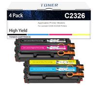 C2326 Toner Cartridge, Compatible Replacement For Lexmark C2326 24B7495 24B7496 24B7497 24B7498 Toner For C2326 XC2326 Printers, No Chip, 5500-6000 Pages,4 Colors-1 Pack