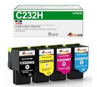 C232H C2325 3000/2000 Pages High Yield Compatible Toner Cartridge Replacement for Lexmark C232HK0 C232HC0 C232HM0 C232HY0 for Lexmark C2325dw C2325 C2535dw MC2535adwe C2425dw Printer(4 Pack)