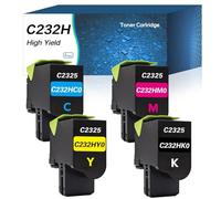 C232H C2325 3000/2000 Pages High Yield Compatible Toner Cartridge Replacement for Lexmark C232HK0 C232HC0 C232HM0 C232HY0 for Lexmark C2325dw C2325 C2535dw MC2535adwe C2425dw Printer(4 Pack)