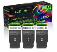 C232HK0 C232HC0 C232HM0 C232HY0 Compatible for Lexmark Toner Cartridges with Chip C2425 C2425dw MC2425adw C2640 Printers (3 Pack Black)
