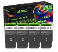 C232HK0 C232HC0 C232HM0 C232HY0 Compatible for Lexmark Toner Cartridges with Chip C2425 C2425dw MC2425adw C2640 Printers (4 Pack Black)