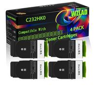 C232HK0 C232HC0 C232HM0 C232HY0 Compatible for Lexmark Toner Cartridges with Chip MC2325adw MC2425adw MC2535adwe Printers (4 Pack Black)