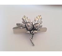 C24 Oak Leaves English Pewter emblem on a Tie Clip 4cm Handmade in sheffield comes with PrideInDetails gift box
