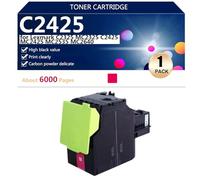 C2425 Toner Cartridges Compatible for Lexmark C2325 MC2325 C2425 MC2425 MC2535 MC2640 Printers, Clear Printing, High Yield 6000 Pages,Magenta