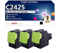 C2425 Toner Cartridges Compatible for Lexmark C2325 MC2325 C2425 MC2425 MC2535 MC2640 Printers, Clear Printing, High Yield 6000 Pages,3*Black