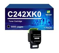 C242XK0 C242XC0 C242XM0 C242XY0 Toner Cartridge Replacement, 6000/3500 Page | Compatible Toner Cartridge For Lexmark C2325 MC2325 C2425 MC2425 MC2535 MC2640 Printers,Black-1 Pack