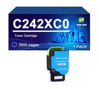 C242XK0 C242XC0 C242XM0 C242XY0 Toner Cartridge Replacement, 6000/3500 Page | Compatible Toner Cartridge For Lexmark C2325 MC2325 C2425 MC2425 MC2535 MC2640 Printers,Cyan-1 Pack