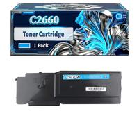 C2660 Toner Cartridge Compatible for Dell C2660dn C2665dnf Color Printer, With Chip Large Capacity 7000 Page (1 Pack Cyan)