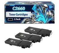 C2660 Toner Cartridges Compatible for Dell C2660dn C2665dn C2665dnf Printers, With Chip Large Capacity 8000 Pages (3 Pack Black)