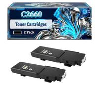 C2660 Toner Cartridges Compatible for Dell C2660dn C2665dn C2665dnf Printers, With Chip Large Capacity 8000 Pages (2 Pack Black)