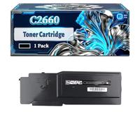 C2660 Toner Cartridges Compatible for Dell C2660dn C2665dnf Color Printers, With Chip Large Capacity 7000 Pages (1 Pack Black)