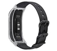C2D JOY Braided Nylon Strap Compatible with vivosmart 5 Activity Tracker Replacement Watchband with Transparent Case-Black