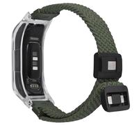 C2D JOY Braided Nylon Strap Compatible with vivosmart 5 Activity Tracker Replacement Watchband with Transparent Case-Army Green