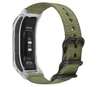C2D JOY Braided Nylon Strap Compatible with vivosmart 5 Activity Tracker Replacement Watchband with Transparent Case-Army Green