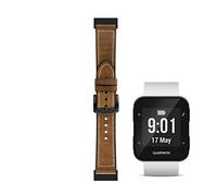 C2D JOY Compatible with Garmin forerunner 35 Strap Leather and Silicone Replacement band - Brown