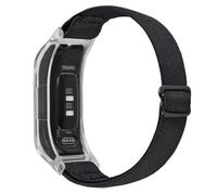 C2D JOY Elastic Nylon Strap Compatible with vivosmart 5 Activity Tracker Replacement Watchband with Transparent Case Black