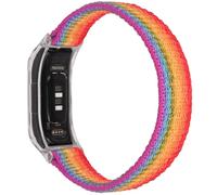 C2D JOY Sport Mesh Nylon Straps Compatible with Garmin Vivosmart 5 tracker Replacement Bands with Transparent Case-Rainbow