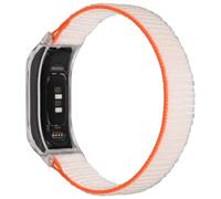 C2D JOY Sport Mesh Nylon Straps Compatible with Garmin Vivosmart 5 tracker Replacement Bands with Transparent Case-Stripe White