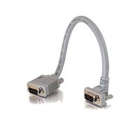 C2G 0.5M Premium HD15 SXGA VGA to VGA Monitor Cable with 90 Degree Connector. Male VGA to Male 90 degree VGA Computer Cable