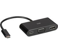 C2G 26884 USB-C to HDMI and VGA Adapter Converter with Power Delivery - Black - External Video Adapter - USB-C - D-Sub, HDMI - Black